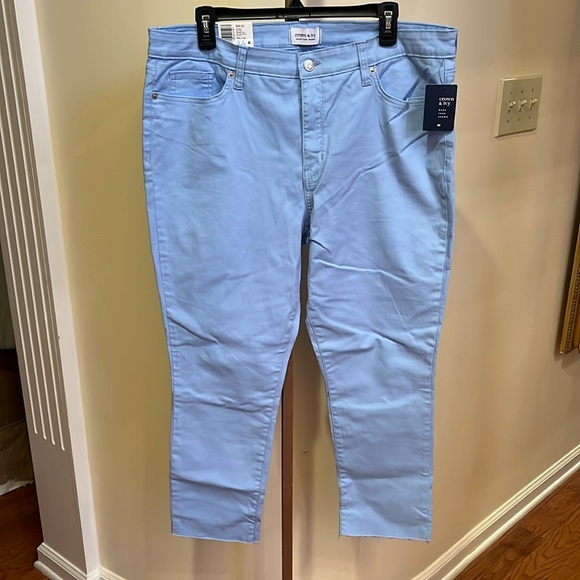 NWT sky blue high rise crop colored denim jeans - Picture 1 of 7